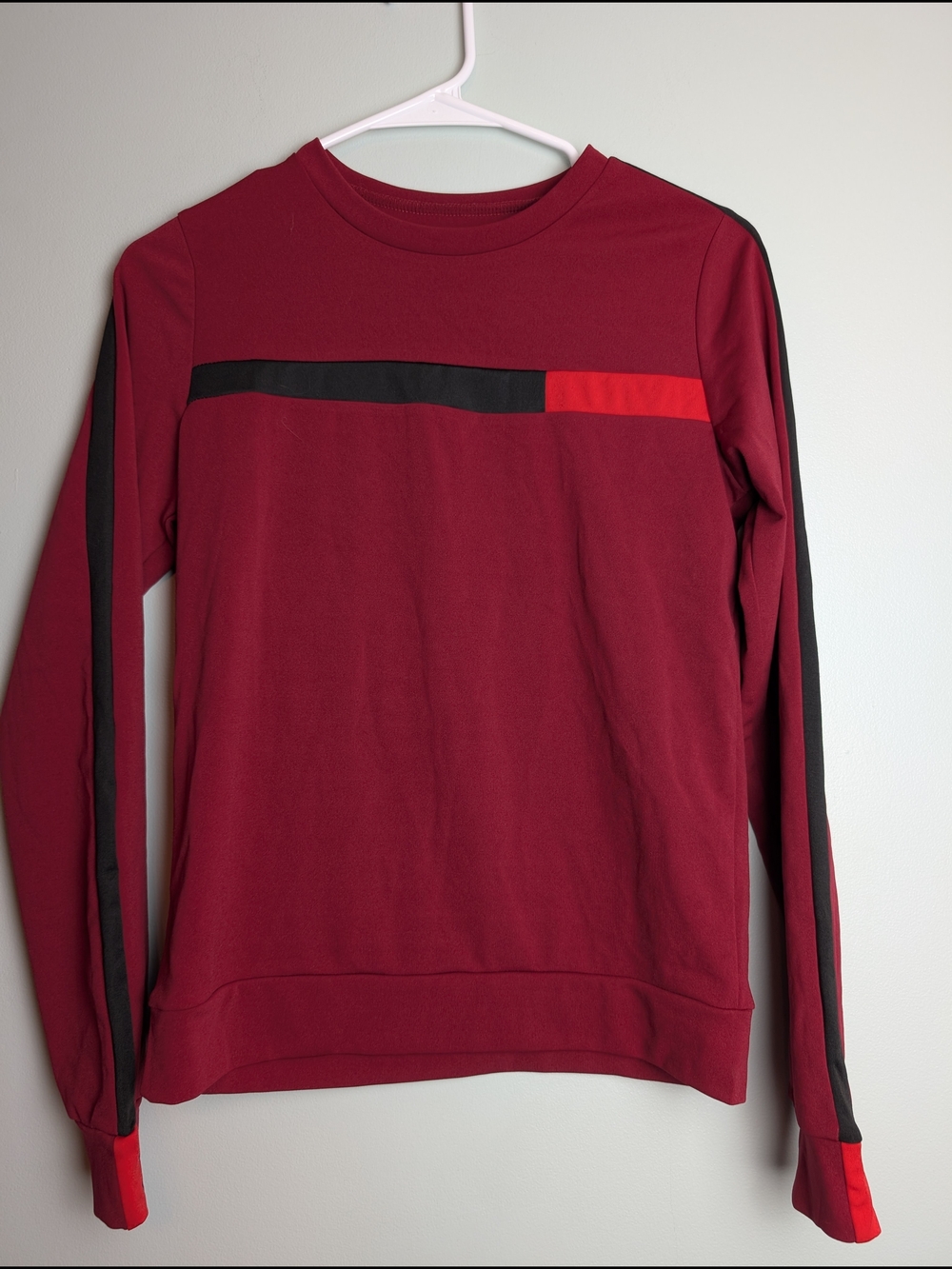 Men's Crewneck Sweatshirt in Maroon with Black & Red Accents